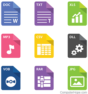 Various computer file formats.