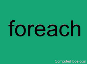 Black foreach word on teal background.