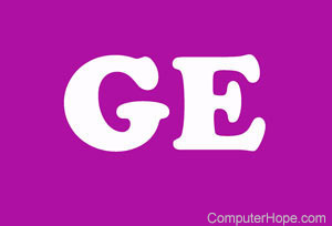 Letters GE on a purple background.