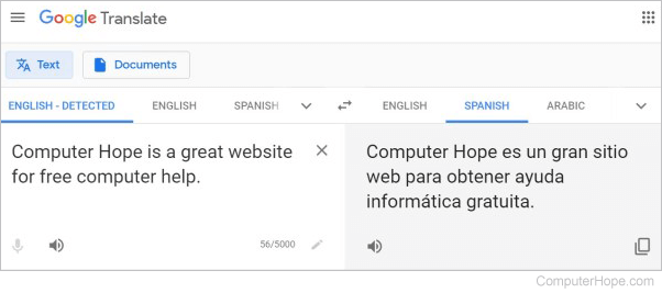Translating text with Google Translate.