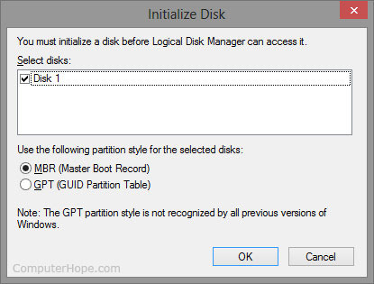 Initializing Disk using GPT