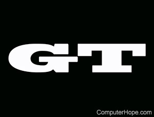 Buchstaben GT auf schwarzem Hintergrund.