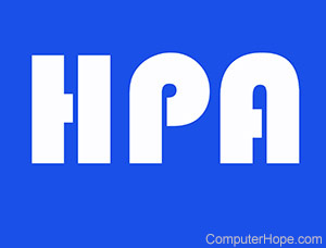 HPA in white lettering on blue background.