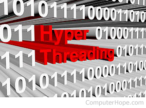 Binary code surrounding the words Hyper-Threading.