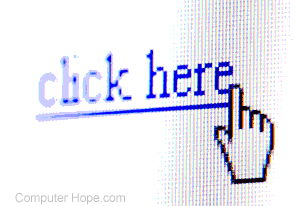 Mouse cursor clicking a hyperlink.