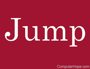 Jump in white lettering on red background.