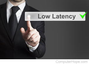 Person touching a low latency button.