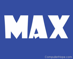 Max in white lettering on blue background.