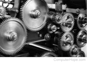 Mechanical gears for a machine.