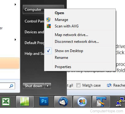 My Computer through the Windows Start menu