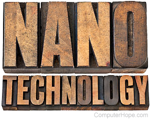 Nano spelled in metal type