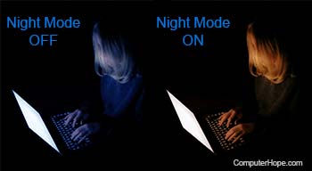 Mode malam aktif versus nonaktif.