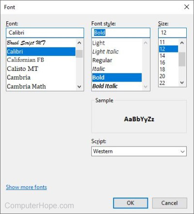 Font settings in Notepad