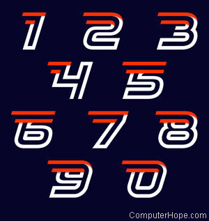 Numbers 0 through 9 on a dark background.