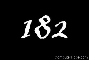 182 in white lettering on black background.
