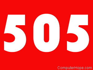 505 in white lettering on red background.