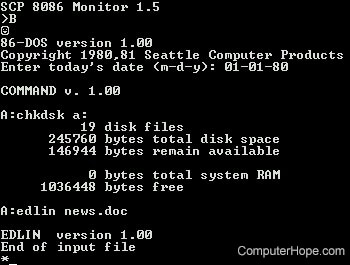 86-DOS screen