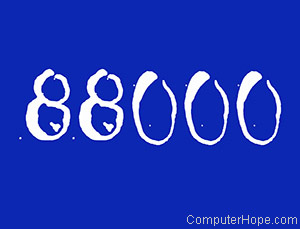88000 in white lettering on blue background.
