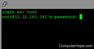 Linux terminal login prompt.