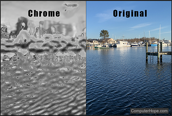 Chrome filter example in Adobe Photoshop.