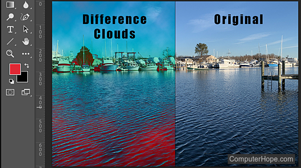 Perbedaan Filter Awan di Adobe Photoshop.