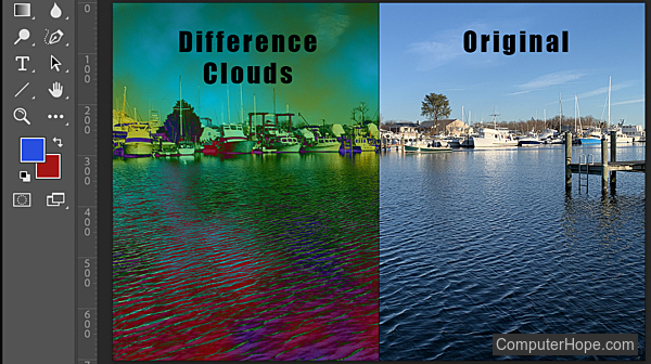 Difference Clouds in Adobe Photoshop.