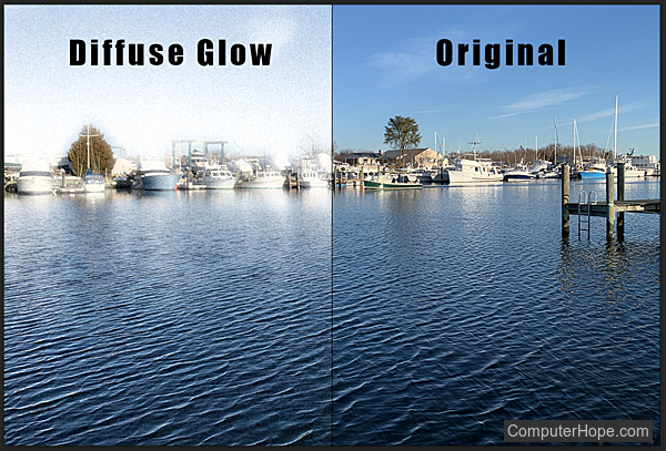 Diffuse Glow filter in Adobe Photoshop.