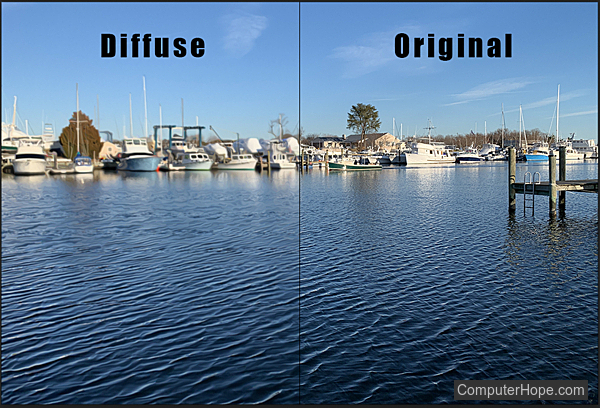 Diffuse filter in Adobe Photoshop.
