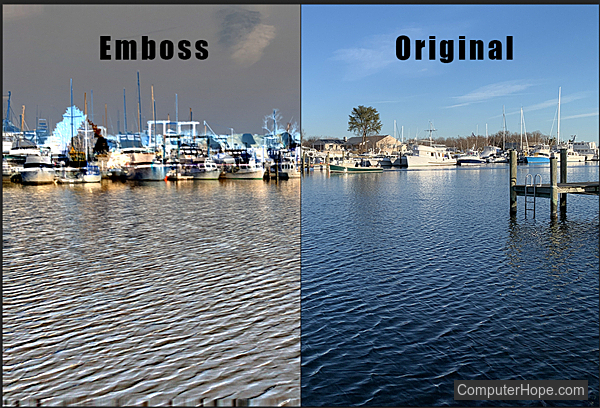 Emboss filter example in Adobe Photoshop