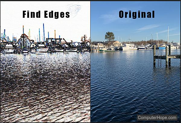 Find Edges filter in Adobe Photoshop.