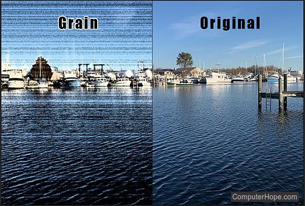 Grain filter in Adobe Photoshop.