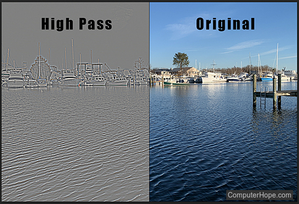 Highpass filter in Adobe Photoshop.
