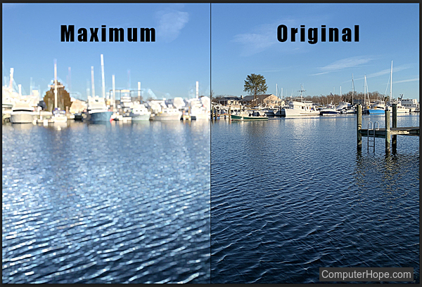 Maximum filter example in Adobe Photoshop.