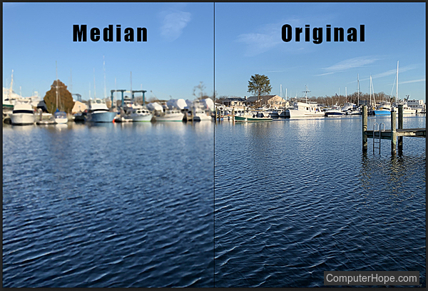 Median filter example in Adobe Photoshop.