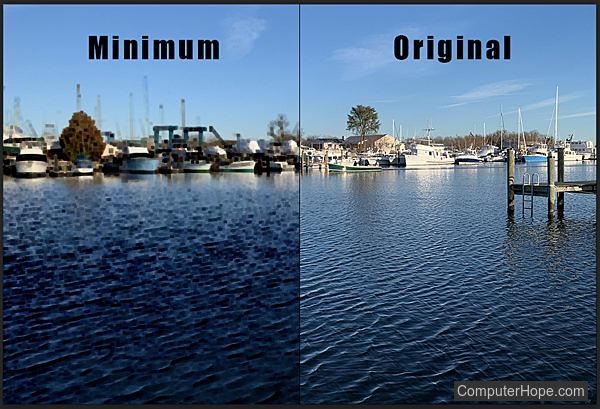 Minimum filter example in Adobe Photoshop