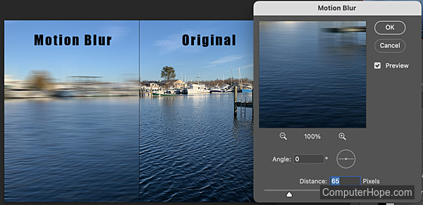 Motion Blur Filter in Adobe Photoshop.