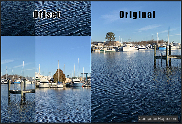 Offset filter example in Adobe Photoshop.