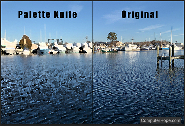 Palette Knife filter example in Adobe Photoshop.