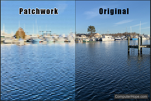 Patchwork filter example in Adobe Photoshop.