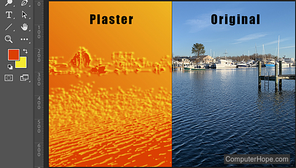 Plaster filter example in Adobe Photoshop.