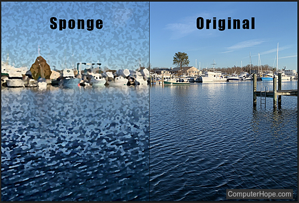 Sponge filter in Adobe Photoshop.