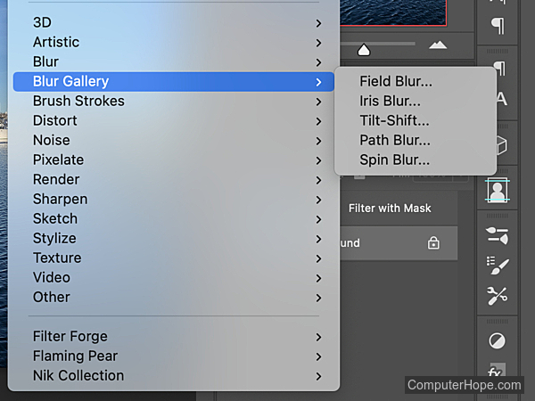 Submenu Filter Blur Gallery