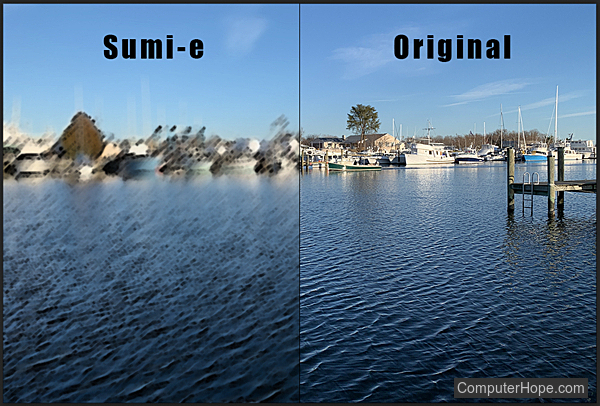 Sumi-e filter in Adobe Photoshop.