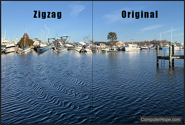 Zigzag filter example in Adobe Photoshop.