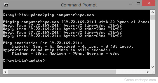 Windows command line ping results