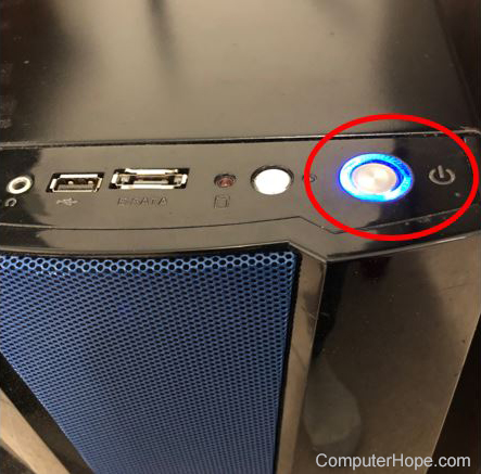 Power button on a desktop computer