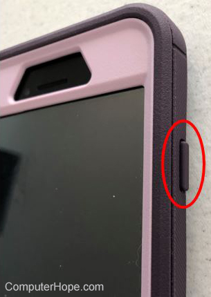 Power button on a smartphone