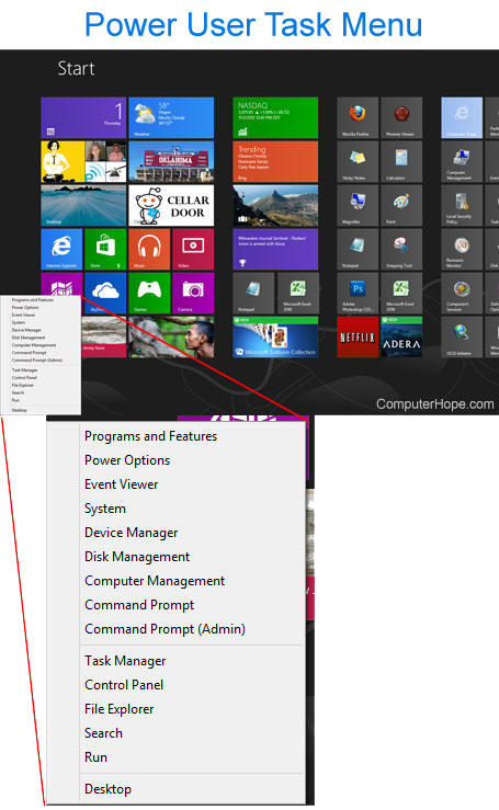 Windows 8 Power User Task Menu