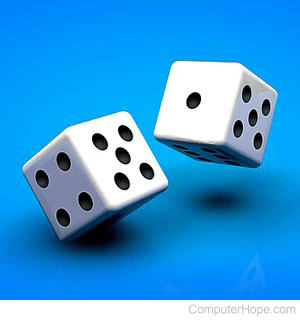 Illustration: two six-sided dice, a way to produce random numbers.