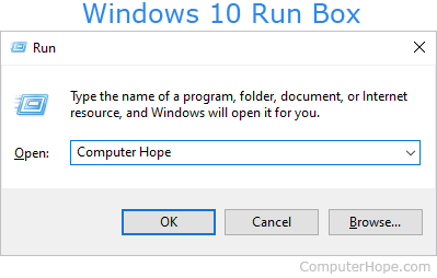Windows 10 Run Box